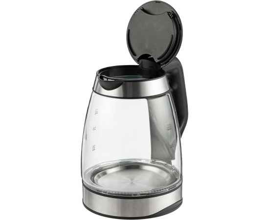 Электрический чайник Lumimore, стеклянный, серебристо-черный, изображение 3