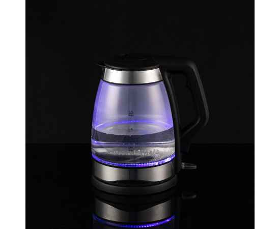 Электрический чайник Lumimore, стеклянный, серебристо-черный, изображение 6