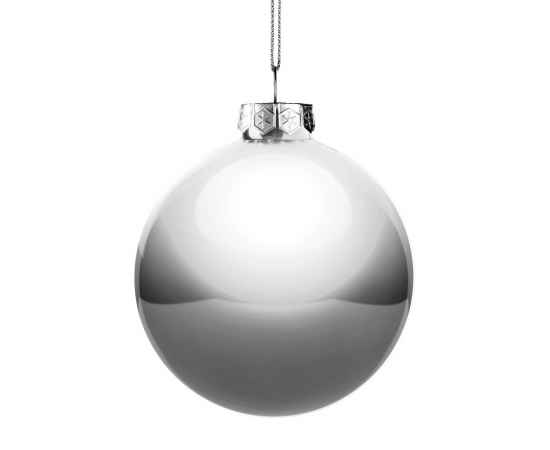Елочный шар Finery Gloss, 10 см, глянцевый серебристый, Цвет: серебристый, изображение 2