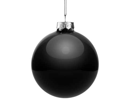 Елочный шар Finery Gloss, 10 см, глянцевый черный, Цвет: черный, изображение 2