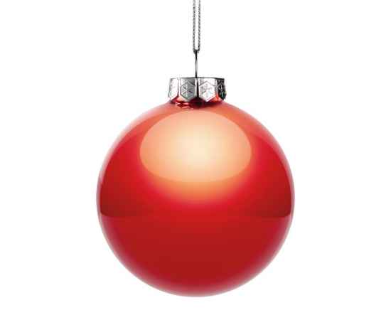Елочный шар Finery Gloss, 10 см, глянцевый красный, Цвет: красный, изображение 2