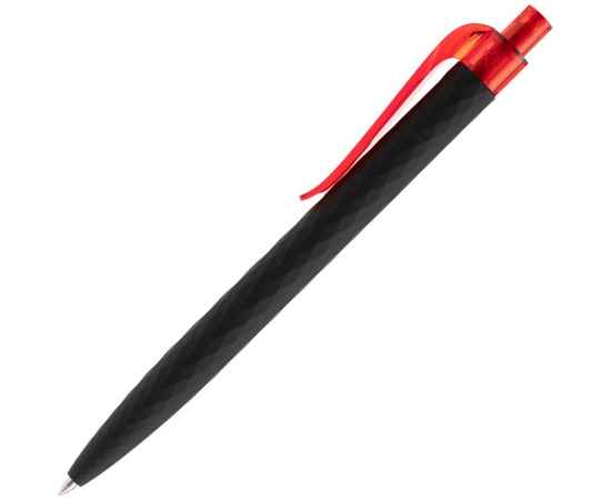 Ручка шариковая Prodir QS01 PRT-P Soft Touch, черная с красным, изображение 2