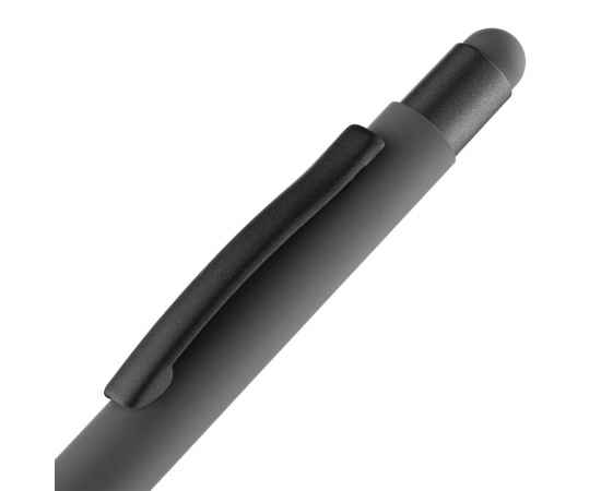 Ручка шариковая Digit Soft Touch со стилусом, серая, Цвет: серый, изображение 5