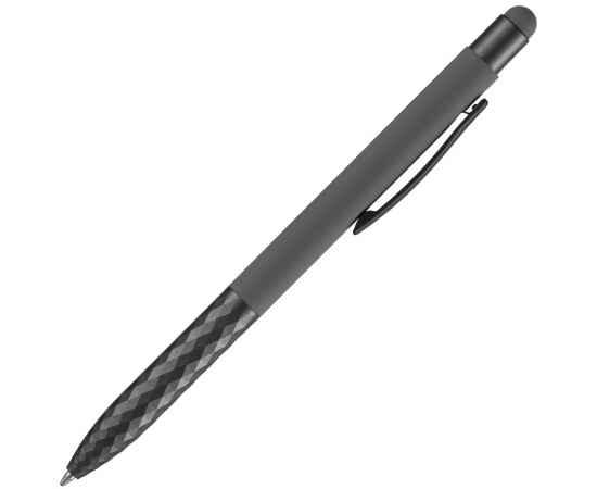 Ручка шариковая Digit Soft Touch со стилусом, серая, Цвет: серый, изображение 3