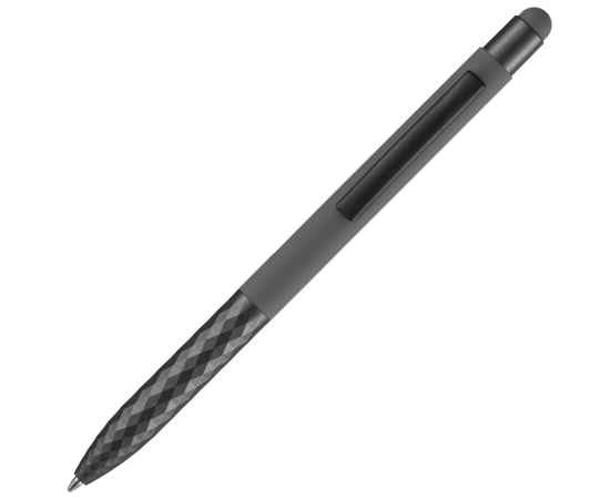 Ручка шариковая Digit Soft Touch со стилусом, серая, Цвет: серый, изображение 4