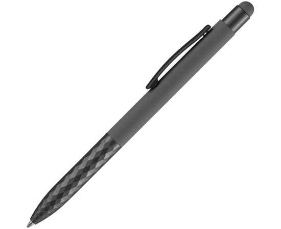 Ручка шариковая Digit Soft Touch со стилусом, серая, Цвет: серый, изображение 2