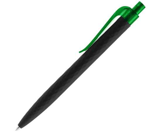 Ручка шариковая Prodir QS01 PRT-P Soft Touch, черная с зеленым, изображение 2