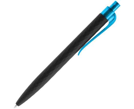 Ручка шариковая Prodir QS01 PRT-P Soft Touch, черная с голубым, изображение 3
