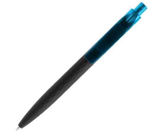 Ручка шариковая Prodir QS01 PRT-P Soft Touch, черная с голубым, изображение 4