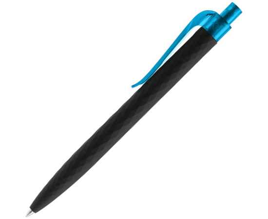 Ручка шариковая Prodir QS01 PRT-P Soft Touch, черная с голубым, изображение 2