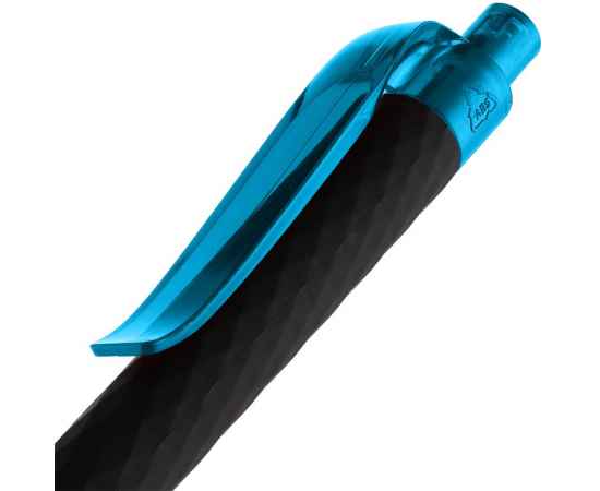Ручка шариковая Prodir QS01 PRT-P Soft Touch, черная с голубым, изображение 5
