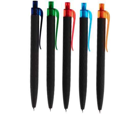 Ручка шариковая Prodir QS01 PRT-P Soft Touch, черная с голубым, изображение 7
