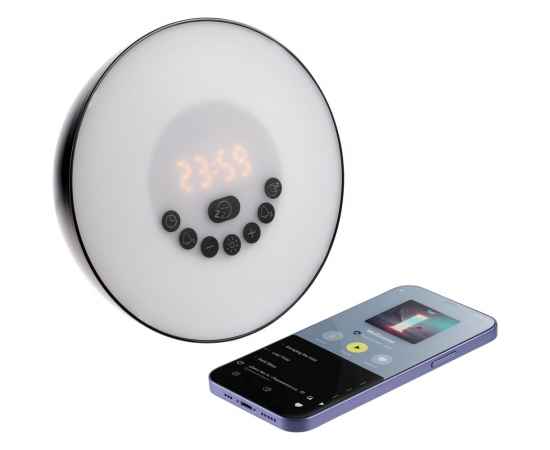 Лампа-колонка со световым будильником dreamTime, ver.2, черная, Цвет: черный, изображение 2