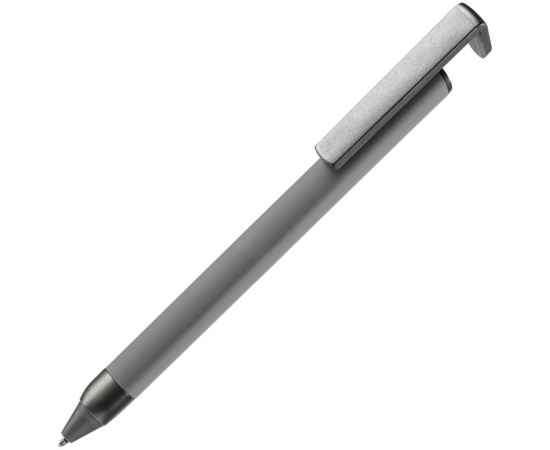 Ручка шариковая Standic с подставкой для телефона, серая, Цвет: серый