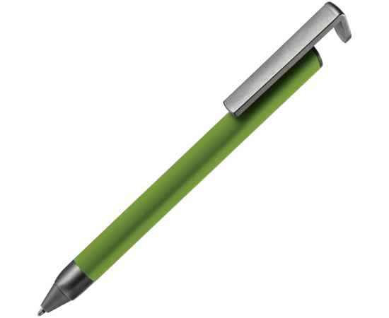 Ручка шариковая Standic с подставкой для телефона, зеленая, Цвет: зеленый