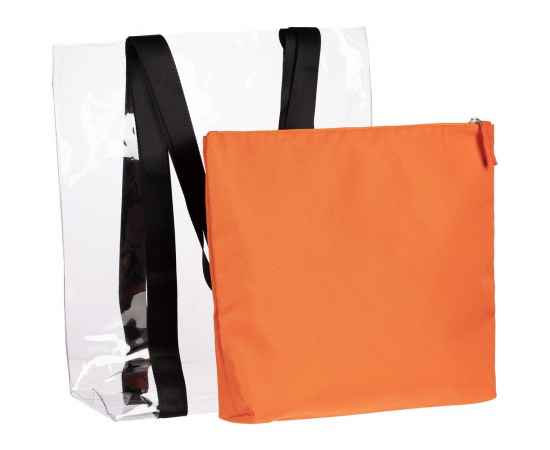 Шопер Clarity с оранжевым органайзером, прозрачный, Цвет: оранжевый, прозрачный, Объем: 7, изображение 3