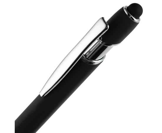 Ручка шариковая Pointer Soft Touch со стилусом, черная, Цвет: черный, изображение 3