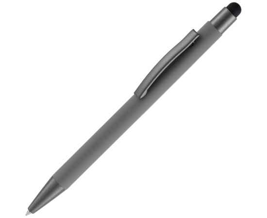 Ручка шариковая Atento Soft Touch со стилусом, серая, Цвет: серый