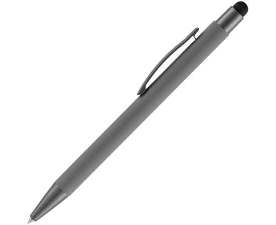 Ручка шариковая Atento Soft Touch со стилусом, серая, Цвет: серый, изображение 2