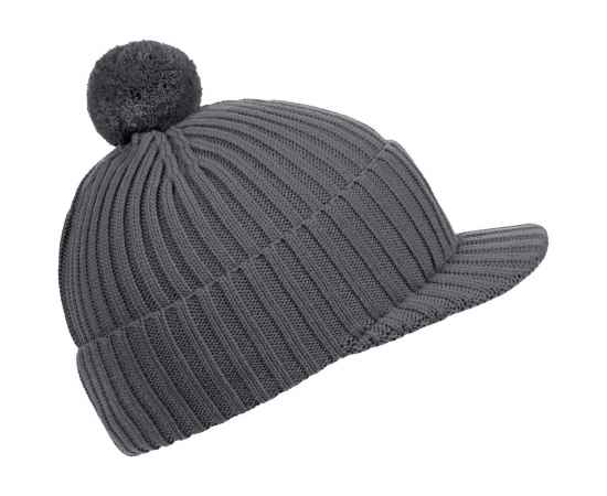 Вязаная шапка с козырьком Peaky, серая (антрацит), Цвет: серый, антрацит, изображение 2