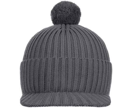 Вязаная шапка с козырьком Peaky, серая (антрацит), Цвет: серый, антрацит, изображение 4
