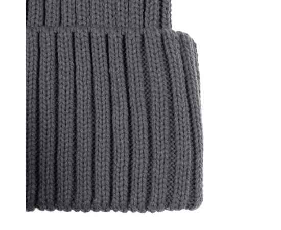 Вязаная шапка с козырьком Peaky, серая (антрацит), Цвет: серый, антрацит, изображение 5
