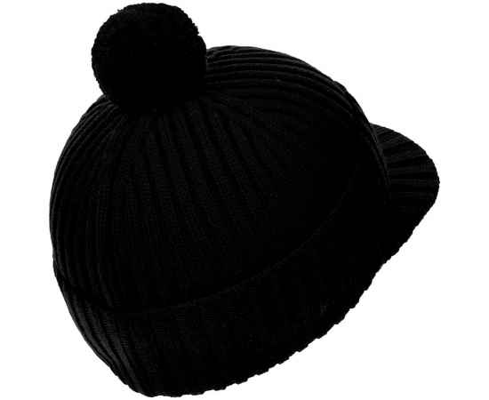 Вязаная шапка с козырьком Peaky, черная, Цвет: черный, изображение 3