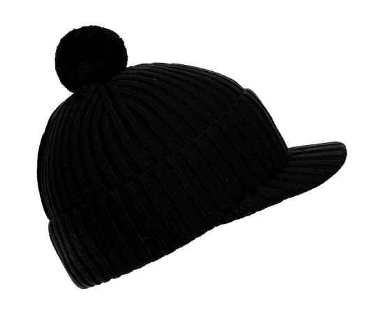 Вязаная шапка с козырьком Peaky, черная, Цвет: черный, изображение 2