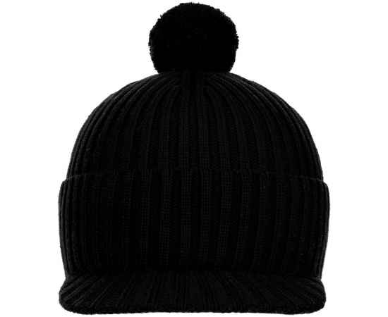 Вязаная шапка с козырьком Peaky, черная, Цвет: черный, изображение 4