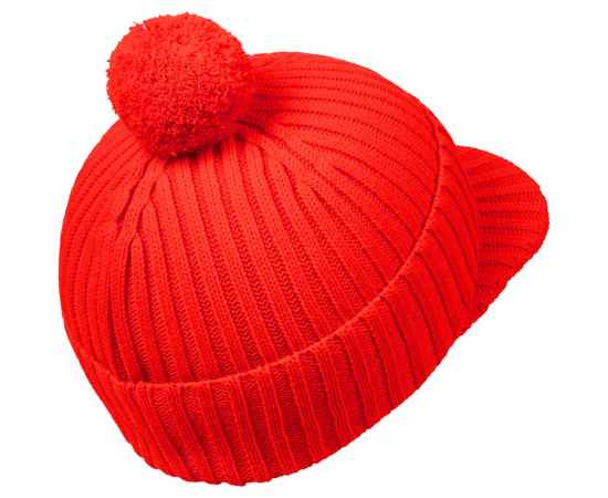 Вязаная шапка с козырьком Peaky, красная (кармин), Цвет: красный, изображение 3