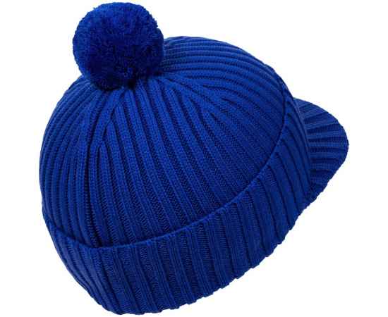 Вязаная шапка с козырьком Peaky, синяя (василек), Цвет: синий, изображение 3
