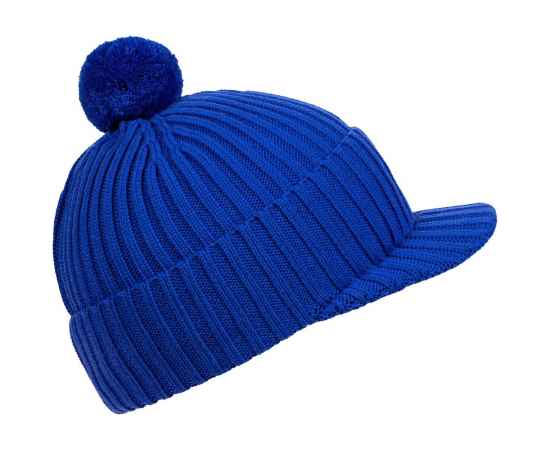 Вязаная шапка с козырьком Peaky, синяя (василек), Цвет: синий, изображение 2