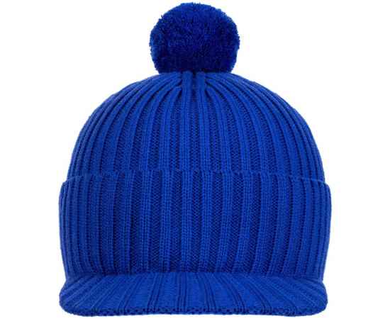 Вязаная шапка с козырьком Peaky, синяя (василек), Цвет: синий, изображение 4
