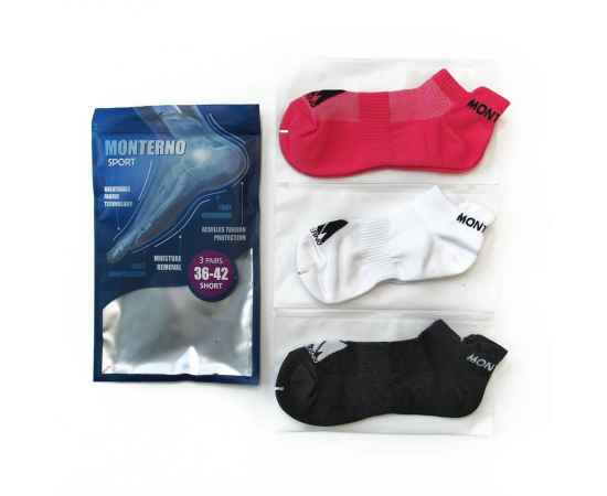 Набор из 3 пар спортивных носков Monterno Sport, розовый, серый и белый, Цвет: белый, серый, розовый, Размер: 38-42, изображение 2