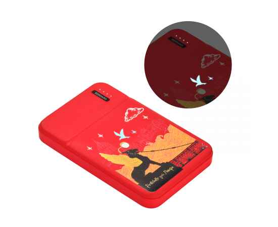 Внешний аккумулятор с подсветкой Skyline 5000 mAh, красный, Цвет: красный, Размер: 100x150x25, изображение 6