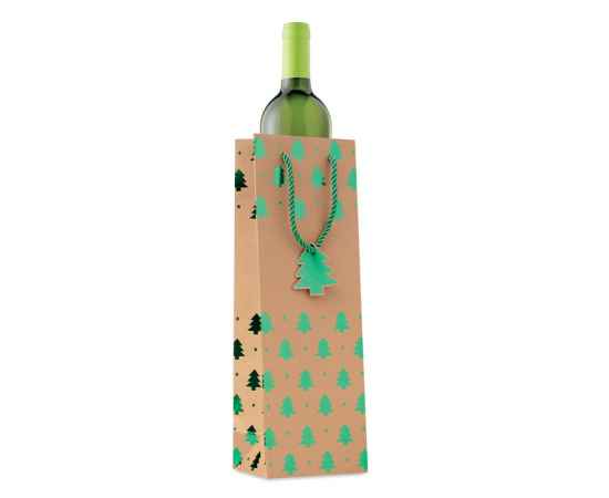 Пакет для вина, зеленый-зеленый, Цвет: зеленый-зеленый, Размер: 9x12x35 см, изображение 2