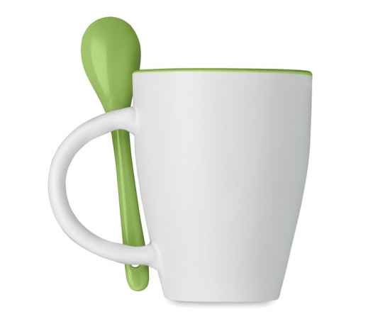 Чашка с ложкой, зеленый, Цвет: зеленый-зеленый, Размер: 7x10 см, изображение 2