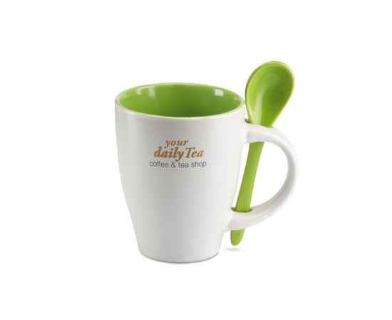 Чашка с ложкой, зеленый, Цвет: зеленый-зеленый, Размер: 7x10 см, изображение 4