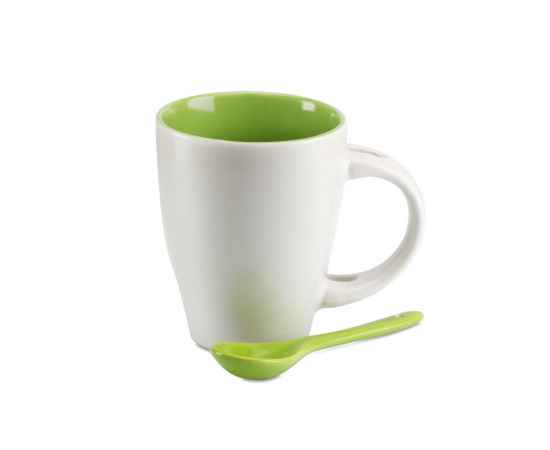 Чашка с ложкой, зеленый, Цвет: зеленый-зеленый, Размер: 7x10 см, изображение 6