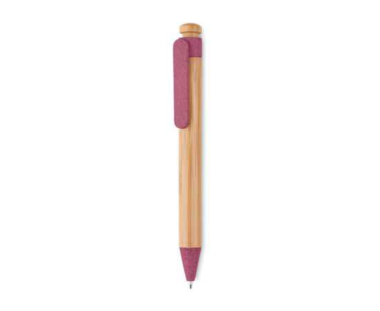 Ручка шариковая из бамбука, красный, Цвет: красный, Размер: 1.2x14 см, изображение 2