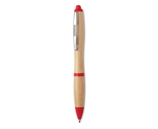 Ручка шариковая из бамбука и пл, красный, Цвет: красный, Размер: 1.3x14 см, изображение 2