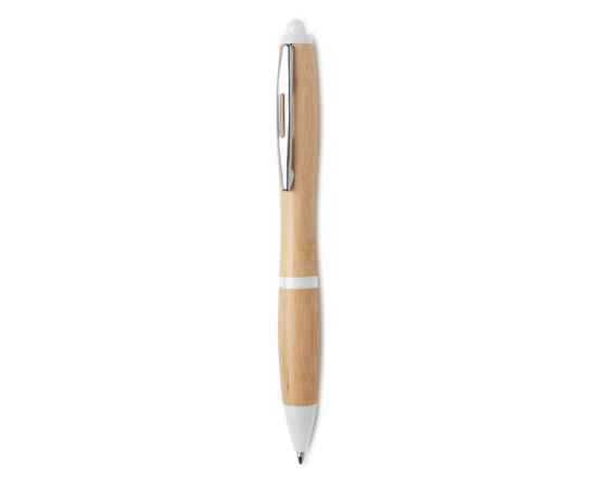 Ручка шариковая из бамбука и пл, белый, Цвет: белый, Размер: 1.3x14 см, изображение 2