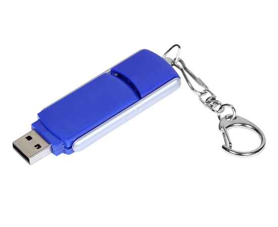 USB 2.0- флешка промо на 16 Гб с прямоугольной формы с выдвижным механизмом, 16Gb, 6040.16.02, Цвет: синий,серебристый, Размер: 16Gb, изображение 2