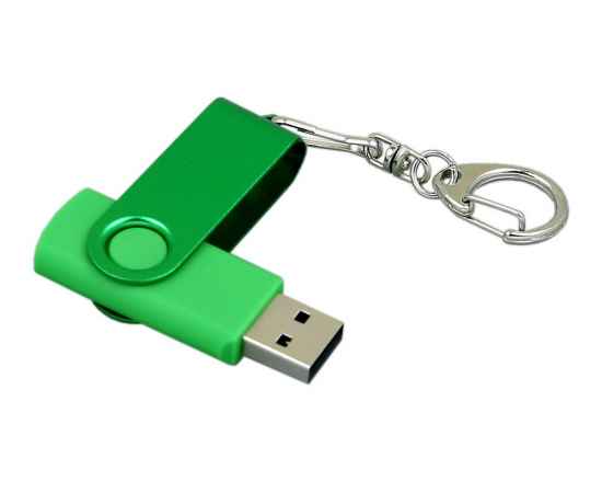 USB 2.0- флешка промо на 32 Гб с поворотным механизмом и однотонным металлическим клипом, 32Gb, 6031.32.03, Цвет: зеленый,зеленый, Размер: 32Gb, изображение 3