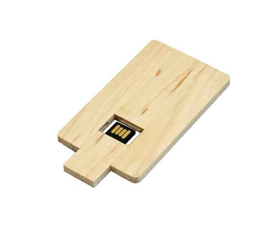 USB 2.0- флешка на 16 Гб в виде деревянной карточки с выдвижным механизмом, 16Gb, 7003.16.06, Цвет: натуральный, Размер: 16Gb, изображение 3