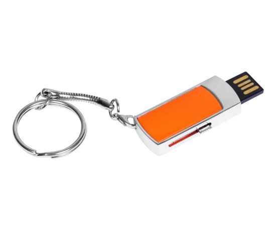 USB 2.0- флешка на 16 Гб с выдвижным механизмом и мини чипом, 16Gb, 6401.16.08, Цвет: серебристый,оранжевый, Размер: 16Gb, изображение 2