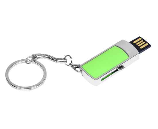 USB 2.0- флешка на 16 Гб с выдвижным механизмом и мини чипом, 16Gb, 6401.16.03, Цвет: зеленый,серебристый, Размер: 16Gb, изображение 2