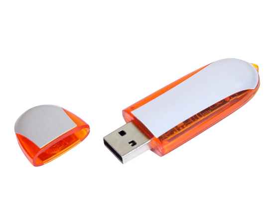USB 2.0- флешка промо на 16 Гб овальной формы, 16Gb, 6017.16.08, Цвет: серебристый,оранжевый, Размер: 16Gb, изображение 2