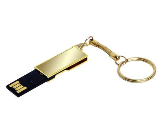 USB 2.0- флешка на 16 Гб с поворотным механизмом и зеркальным покрытием, 16Gb, 6008.16.05, Цвет: золотистый, Размер: 16Gb, изображение 2