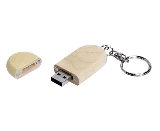 USB 2.0- флешка на 16 Гб овальной формы и колпачком с магнитом, 16Gb, 7004.16.06, Цвет: натуральный, Размер: 16Gb, изображение 2